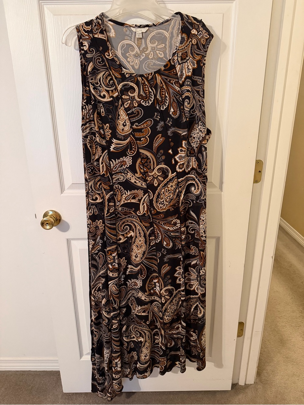 Cato Black Paisley Maxi Dress with Brown and Cream Accents